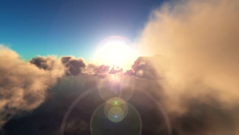 vuela al atardecer por encima de las nubes y el océano 4k