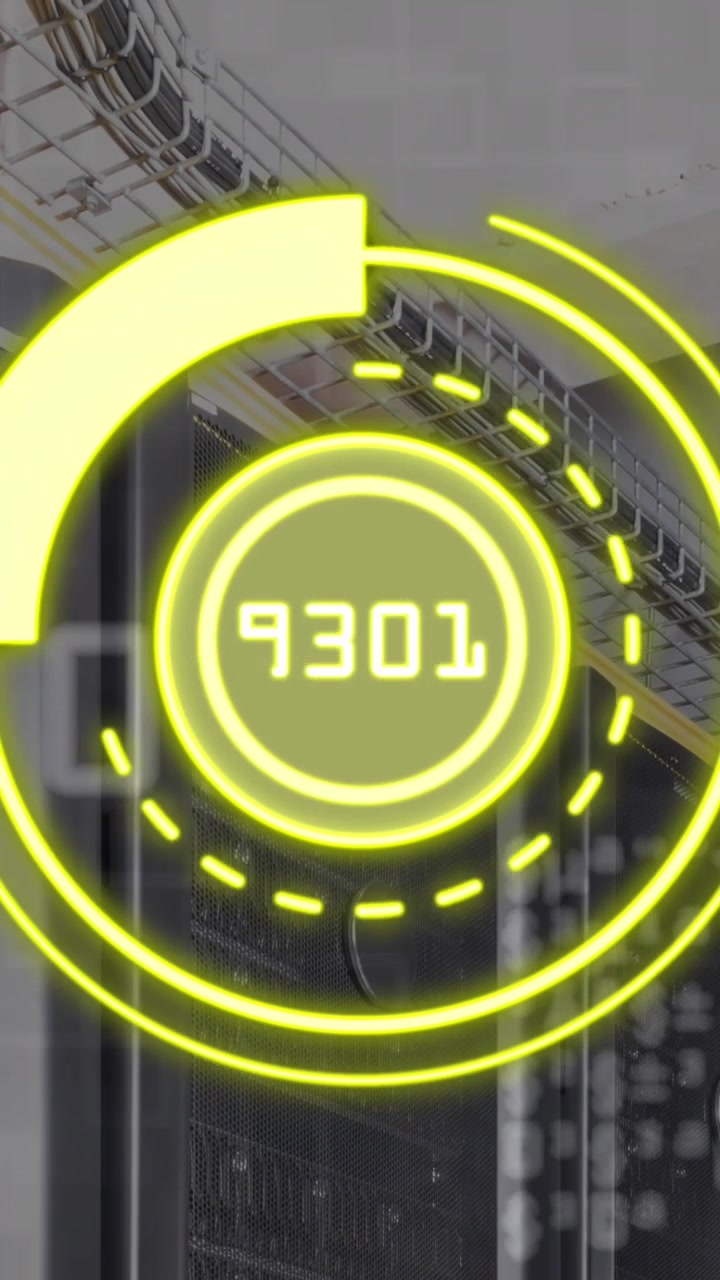 Animazione di scansione con numeri ed elaborazione dati su server