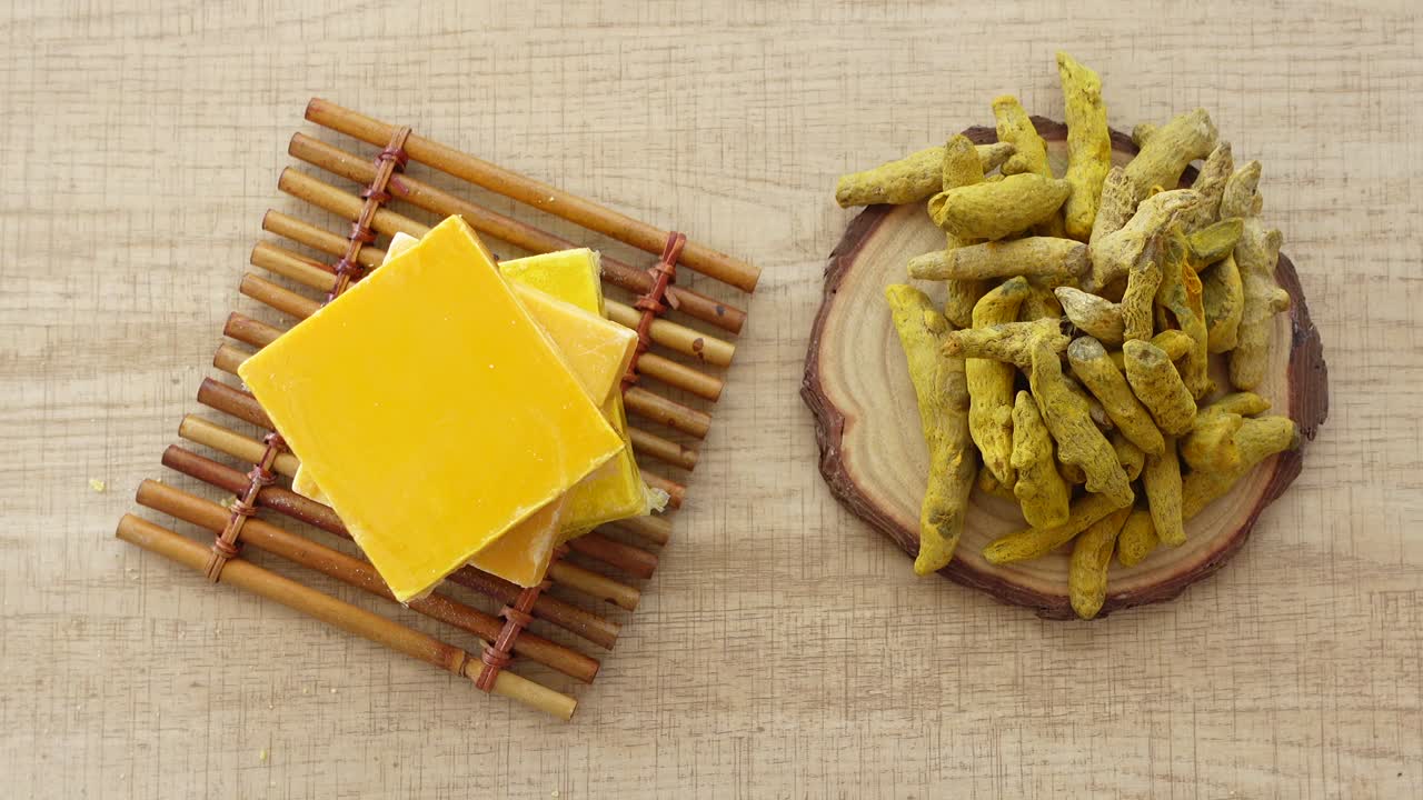 Turmeric Soap and Dried Turmeric Root