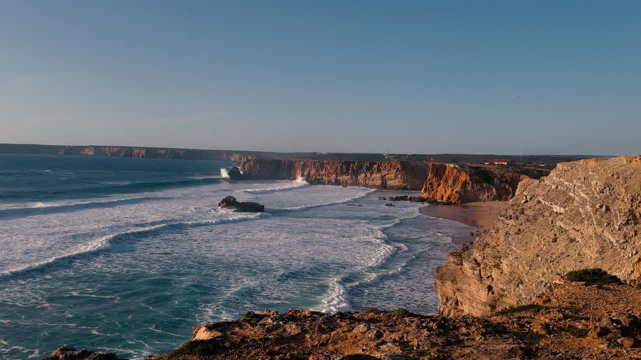 Sunset view at Sagres viewpoint in Portugal