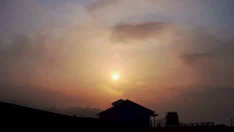 sunrise over the mountain in nepal.