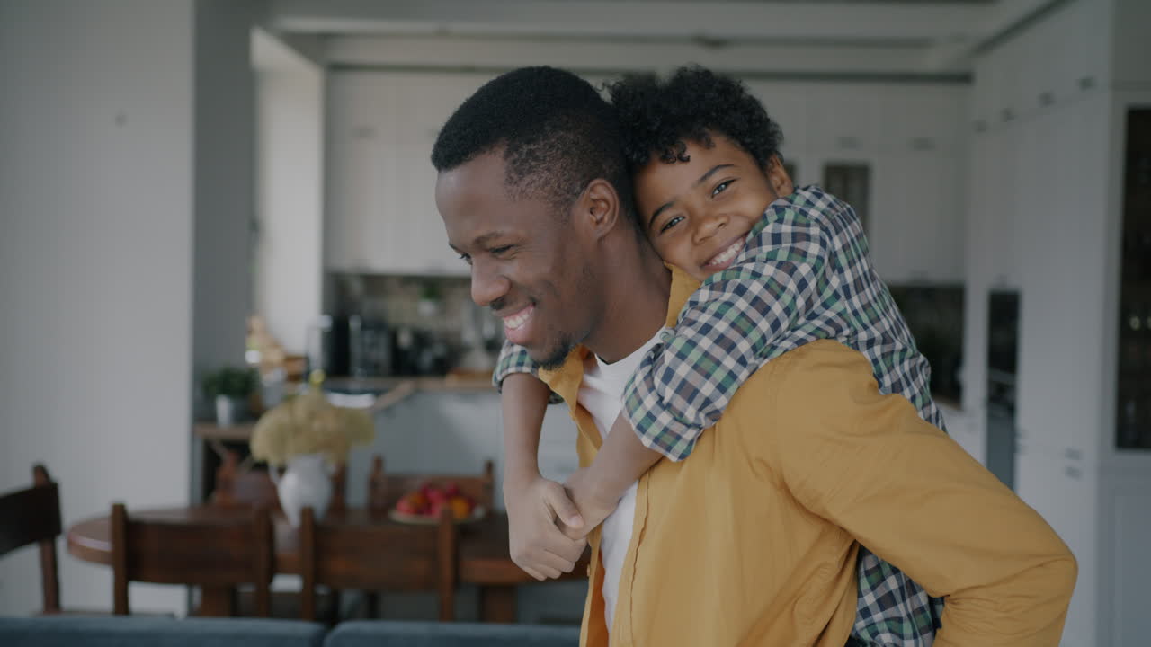 Father and son having fun