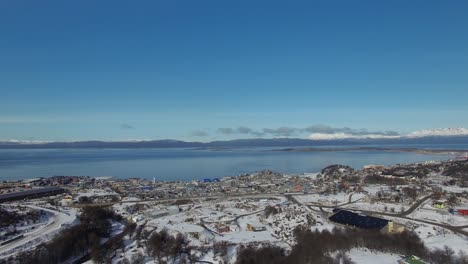 aerial shot over ushuaia, patagonia argentina, south america.