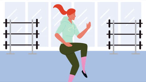 woman practicing exercise in the gym character