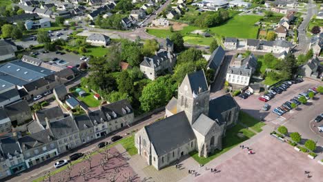 town centre sainte mere eglise normandy france drone,aerial