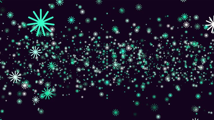 Snowflakes gracefully falling against a dark sky in circular patterns