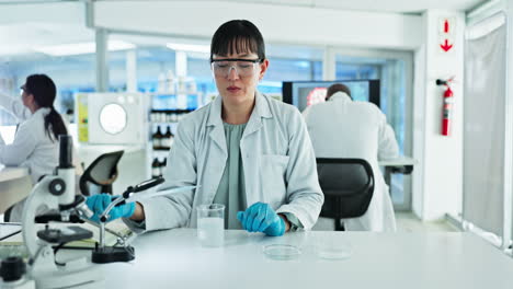 연구, pipette 또는 실험실의 과학자