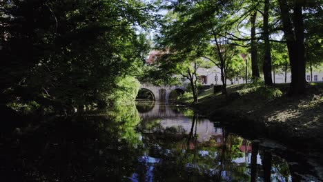 flying over picturesque river in köthen, germany