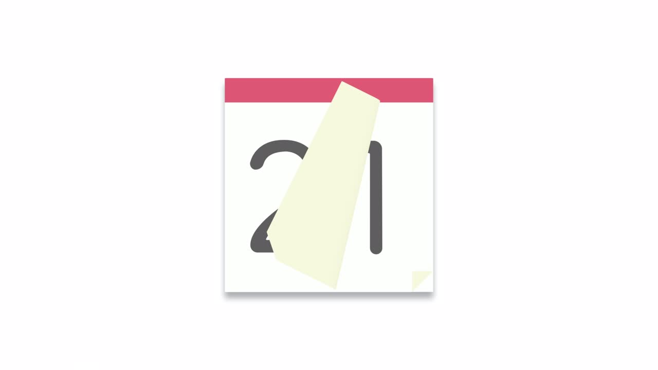Animazione in loop di un calendario giornaliero semplice e carino con sfondo bianco