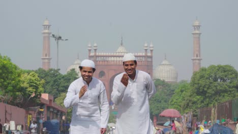 two muslim adab at jama masjid mosque in delhi