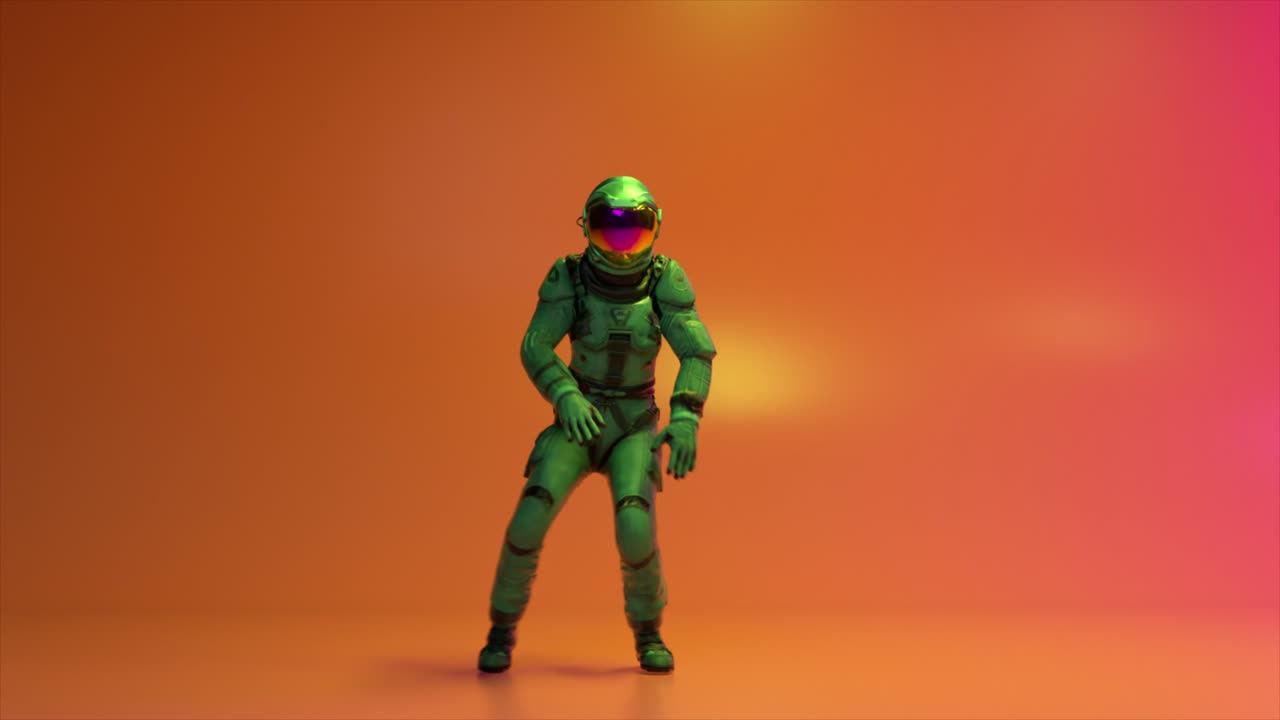 Futuristic Astronaut Walking in Neon Colors