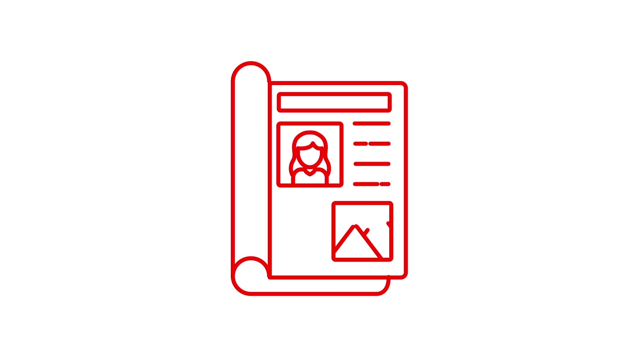 Animated Drawing of a Document with Profile and Image Icons