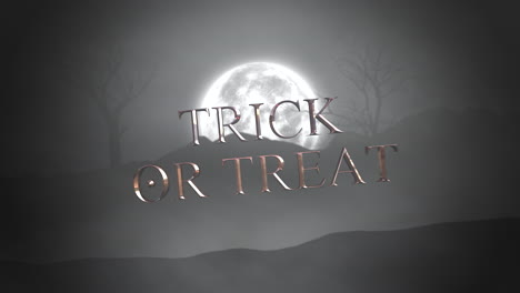 truco o trato con luna grande blanca y bosque místico