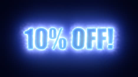 the text 10 percent off, surrounded by an energetic cloud of electricity