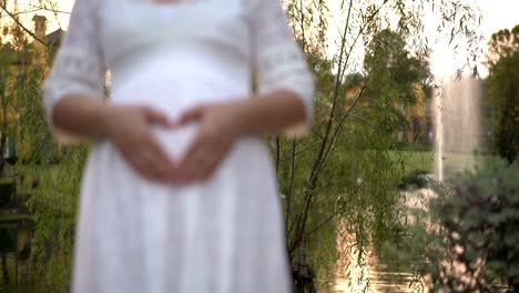 Mujer-Embarazada-Que-Se-Siente-Feliz-En-El-Jardín-De-Su-Casa.