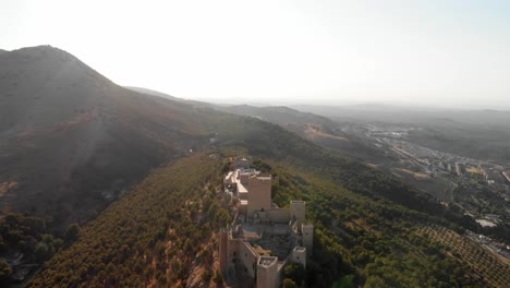 Castillo-de-Jaen,-Spain-Jaen's-Castle-Flying-and-ground-shoots-from-this-medieval-castle-on-afternoon-summer,-it-also-shows-Jaen-city-made-witha-Drone-and-a-action-cam-at-4k-24fps-using-ND-filters