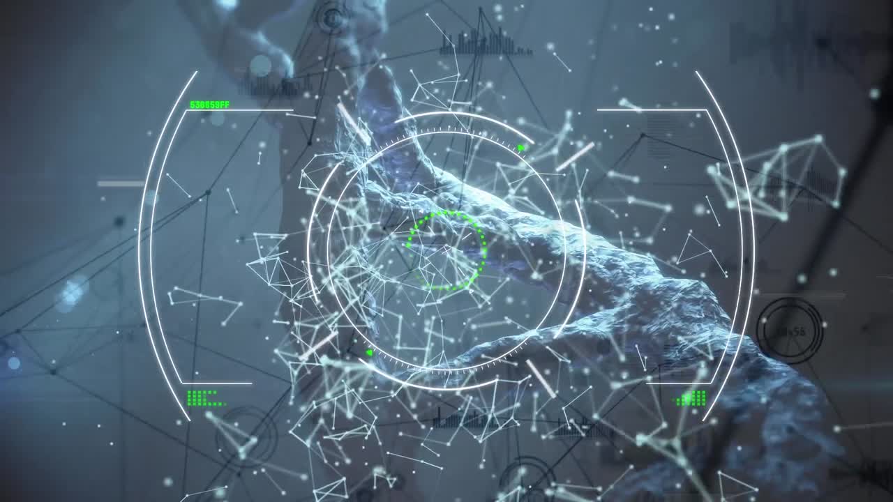 анимация обработки научных данных с нитью днк на сером фоне