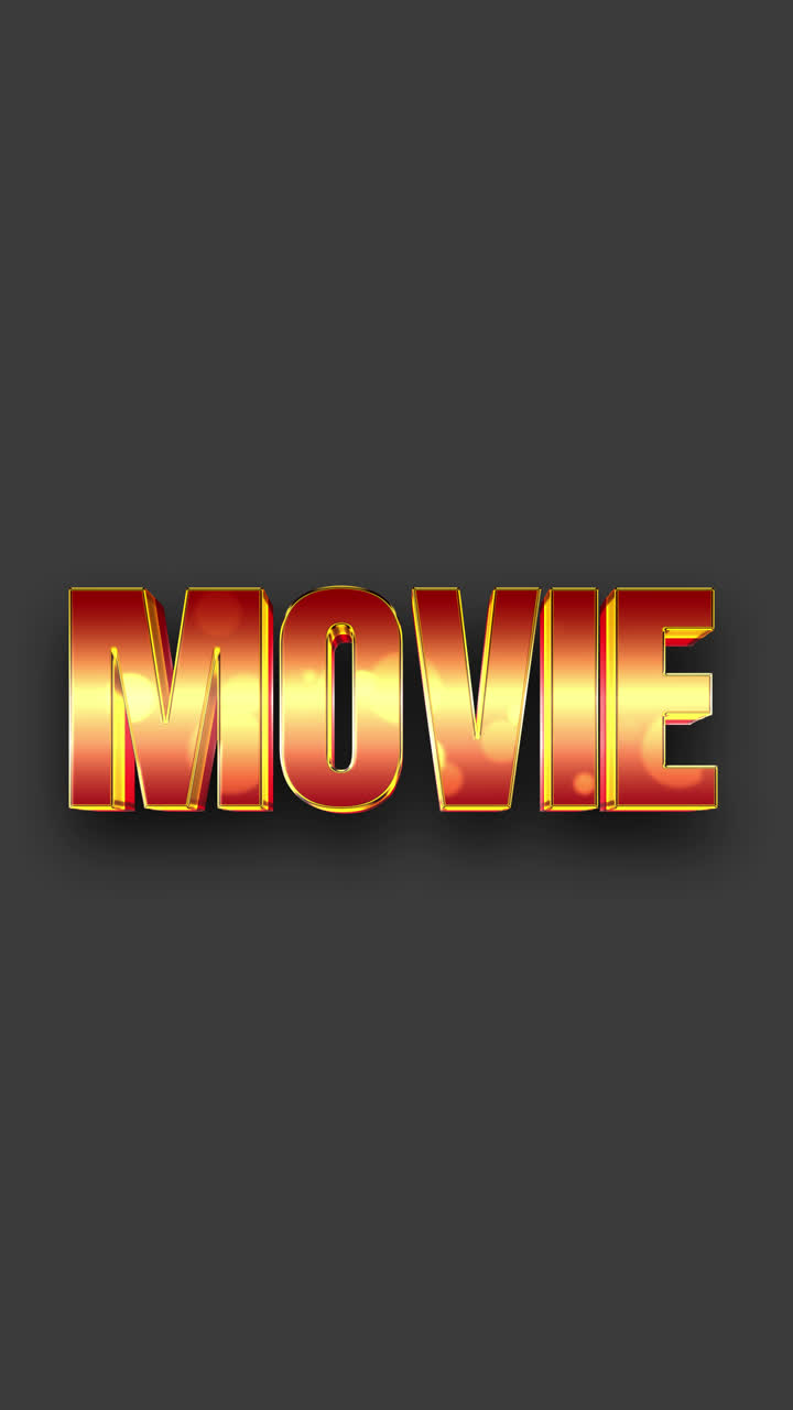MOVIE text in shiny 3D font