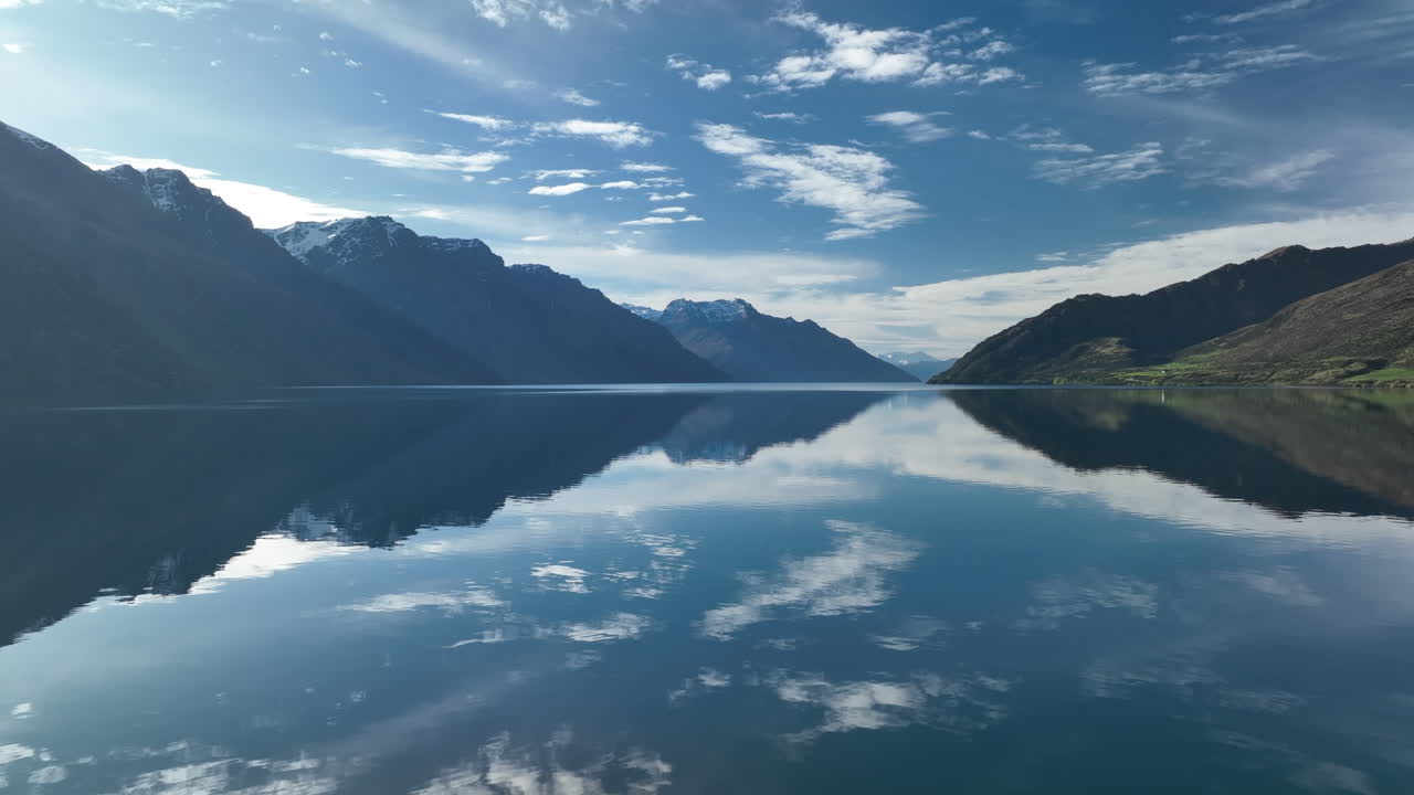 Sunlight glistening over Lake Wakatipu New Zealand
