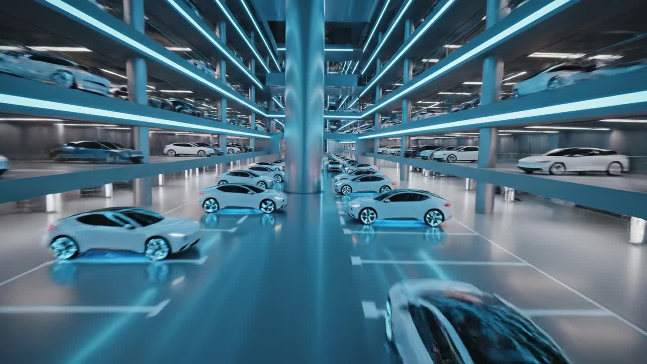 Futuristic Car Parking Garage
