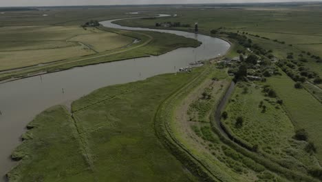 berney arms, norfolk broads, river yare, aerial view, flat landscape, windmill