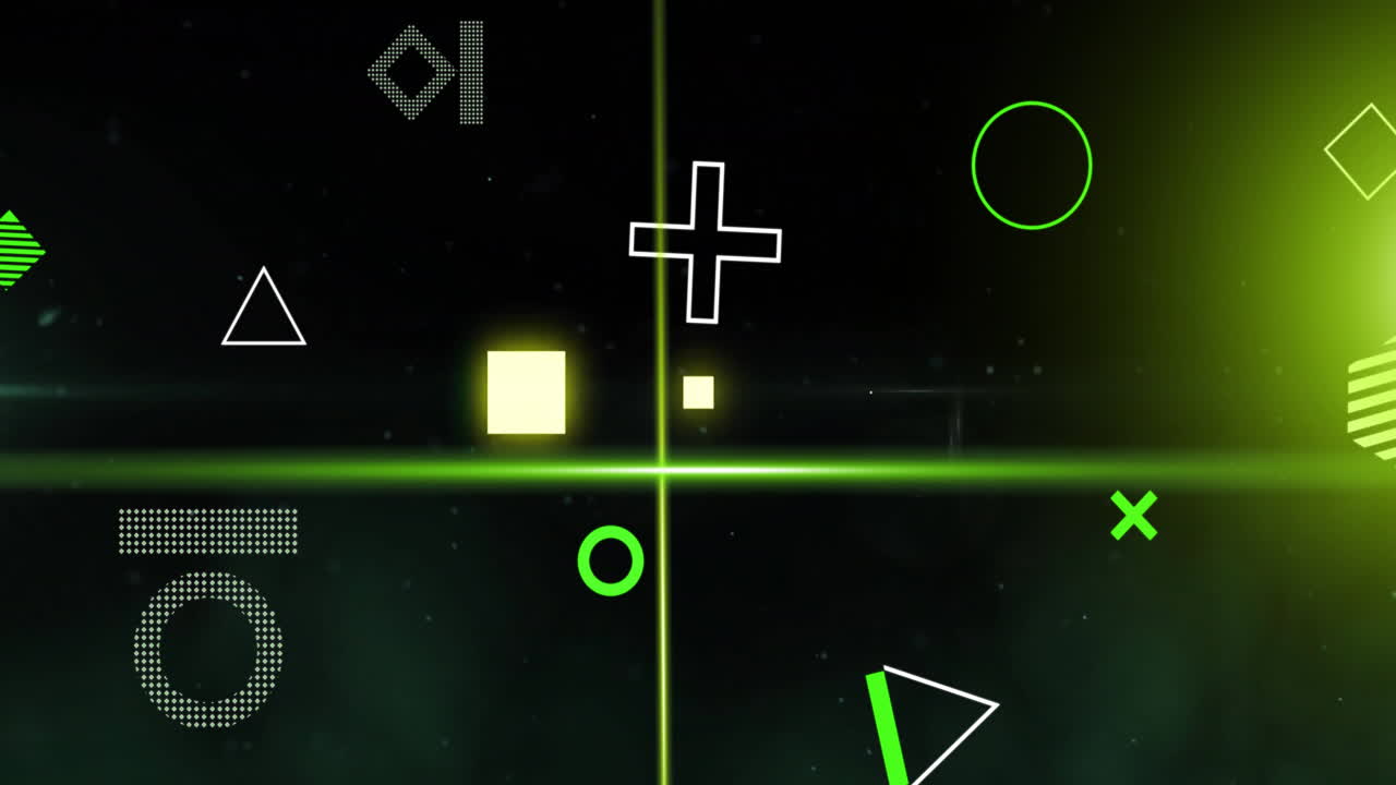 Animation of markers and digital data processing over black background