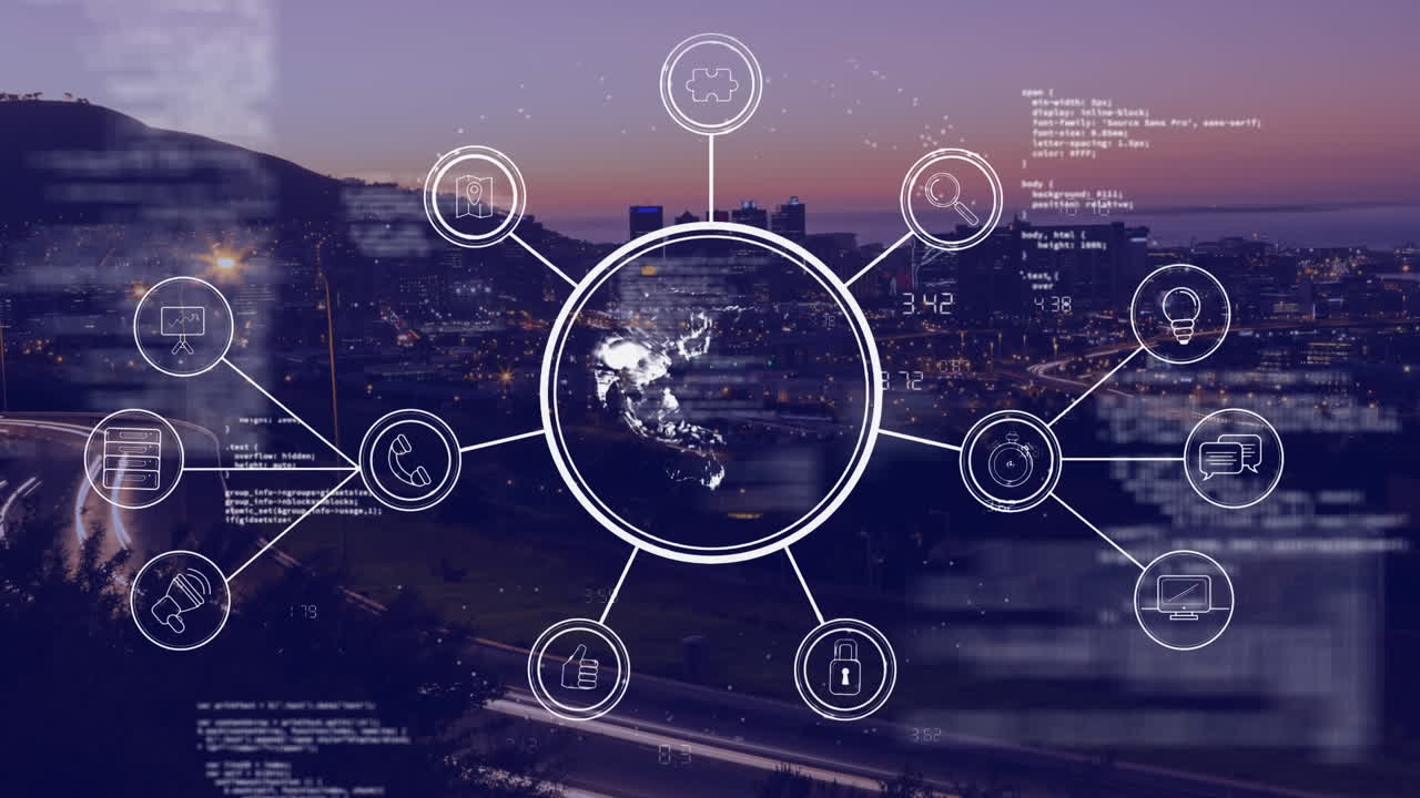 girando el globo con datos y red de conexión blanca