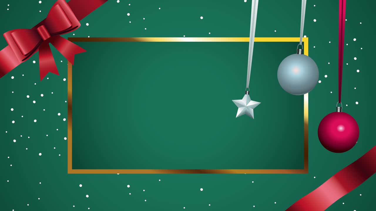 feliz navidad marco cuadrado con bolas y arco