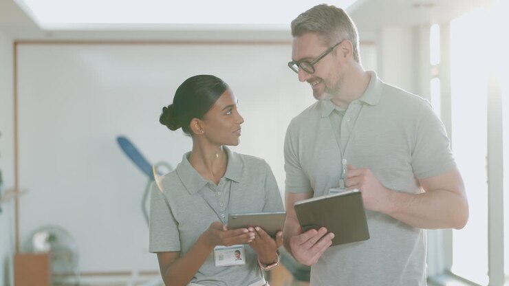 Physiotherapist, online or people with tablet