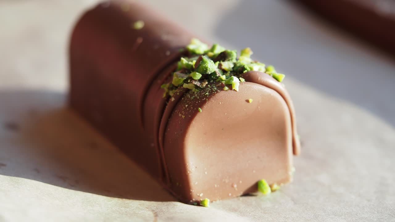 un delicioso bocadillo de chocolate de pistacho