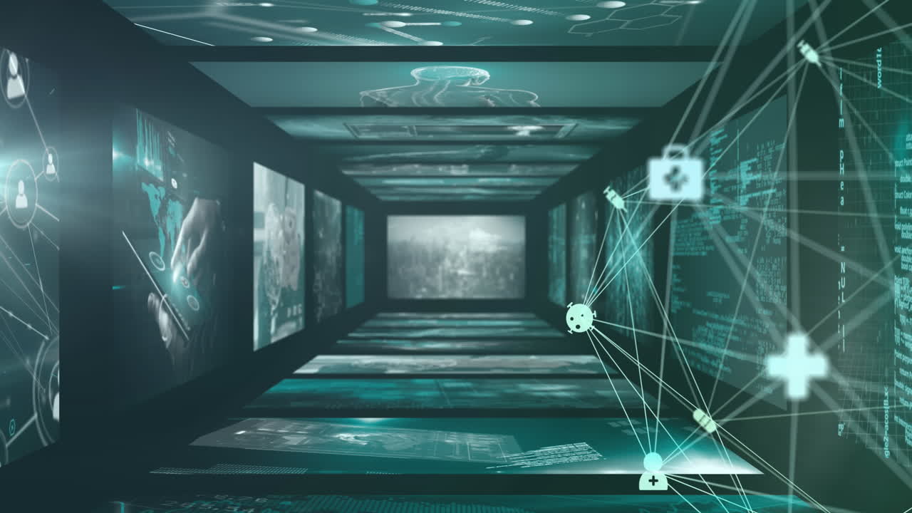 화면에서 데이터 처리를 통해 연결 네트워크의 애니메이션