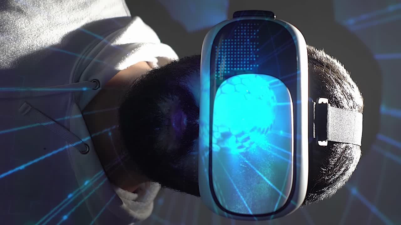 Man wearing VR headset for immersive gaming experience