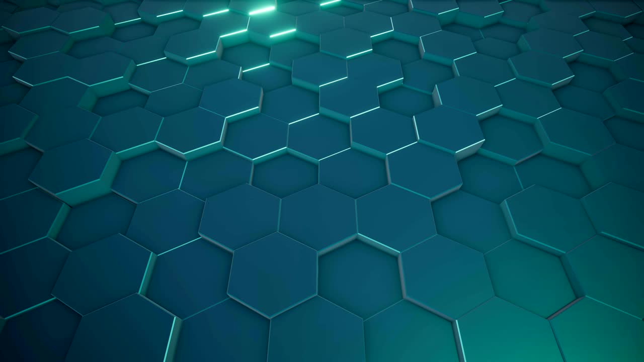 추상적인 움직이는 기술 육각형 배경