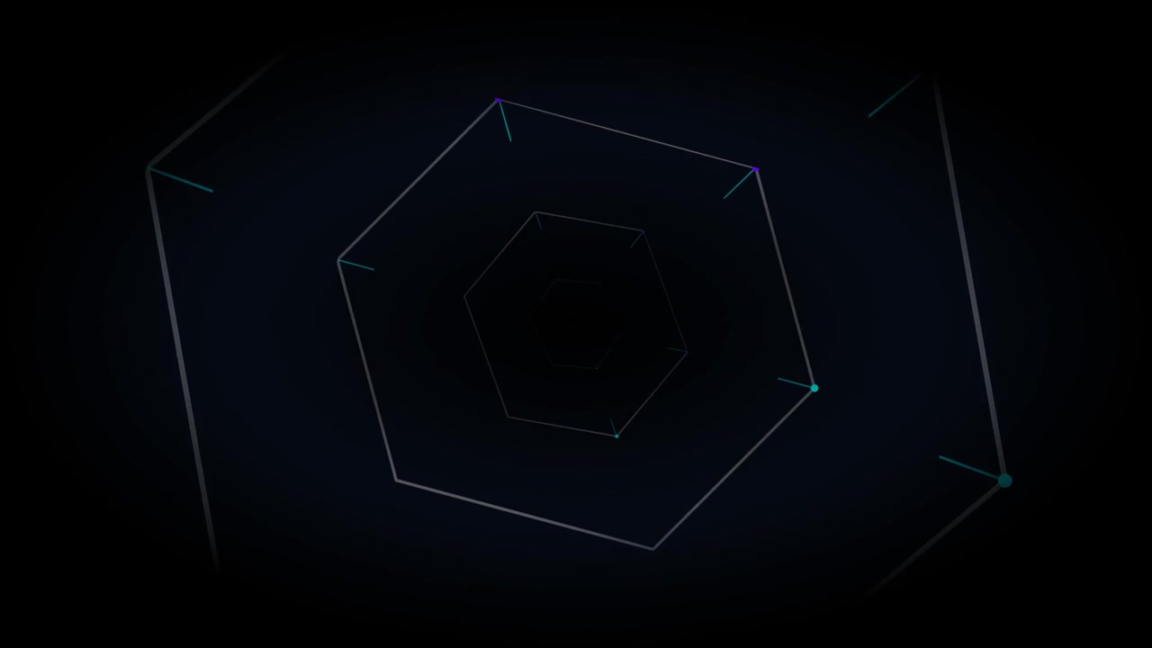 Animazione di un tunnel esagonale geometrico astratto