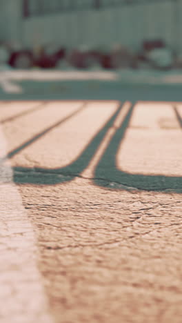 shadows of lines on a street