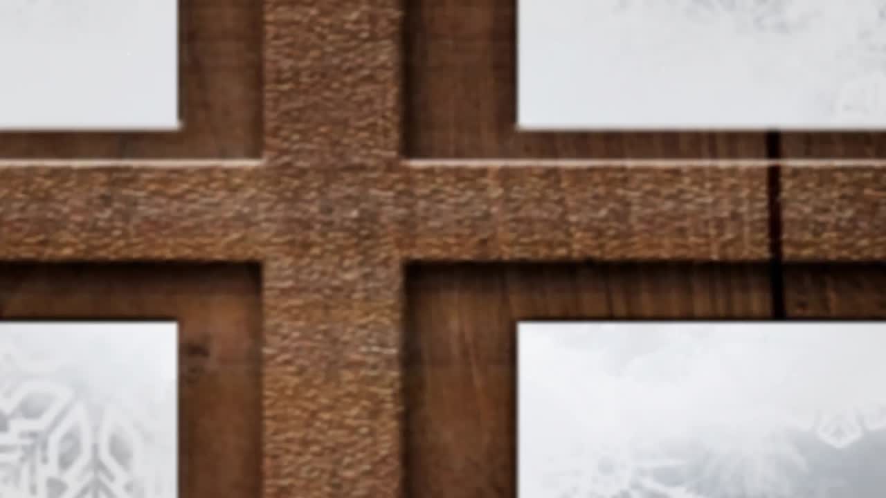 animación del paisaje de invierno y el trineo de santa visto a través de la ventana