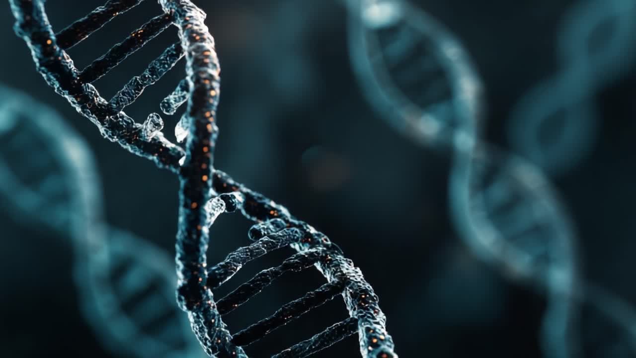 Esplorando le complessità del materiale genetico: una visione ingrandita delle eliche di DNA che ne evidenzia la struttura e l'importanza scientifica
