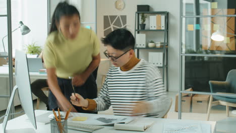 time lapse of asian woman working in office