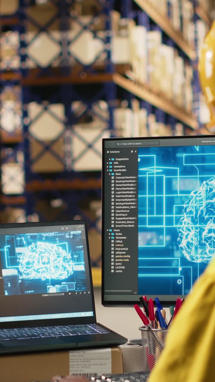 Vertical Video Woman uses advanced AI tools to scan and register barcodes