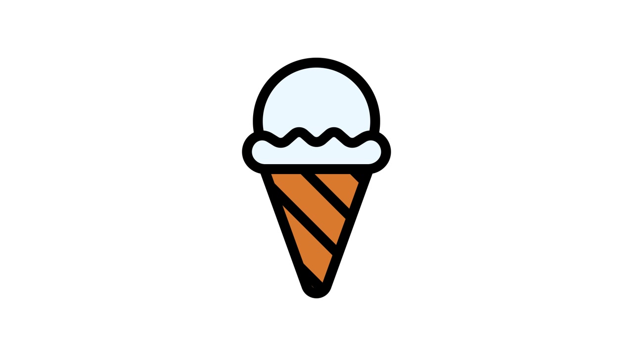 Cono gelato animato che ondeggia su sfondo bianco