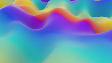 colorful abstract landscape of smooth undulating hills in rainbow hues. dreamy, playful, and vibrant motion background for creative projects