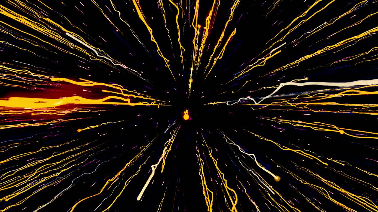 검은 바탕에 추상적인 반이는 선과 별