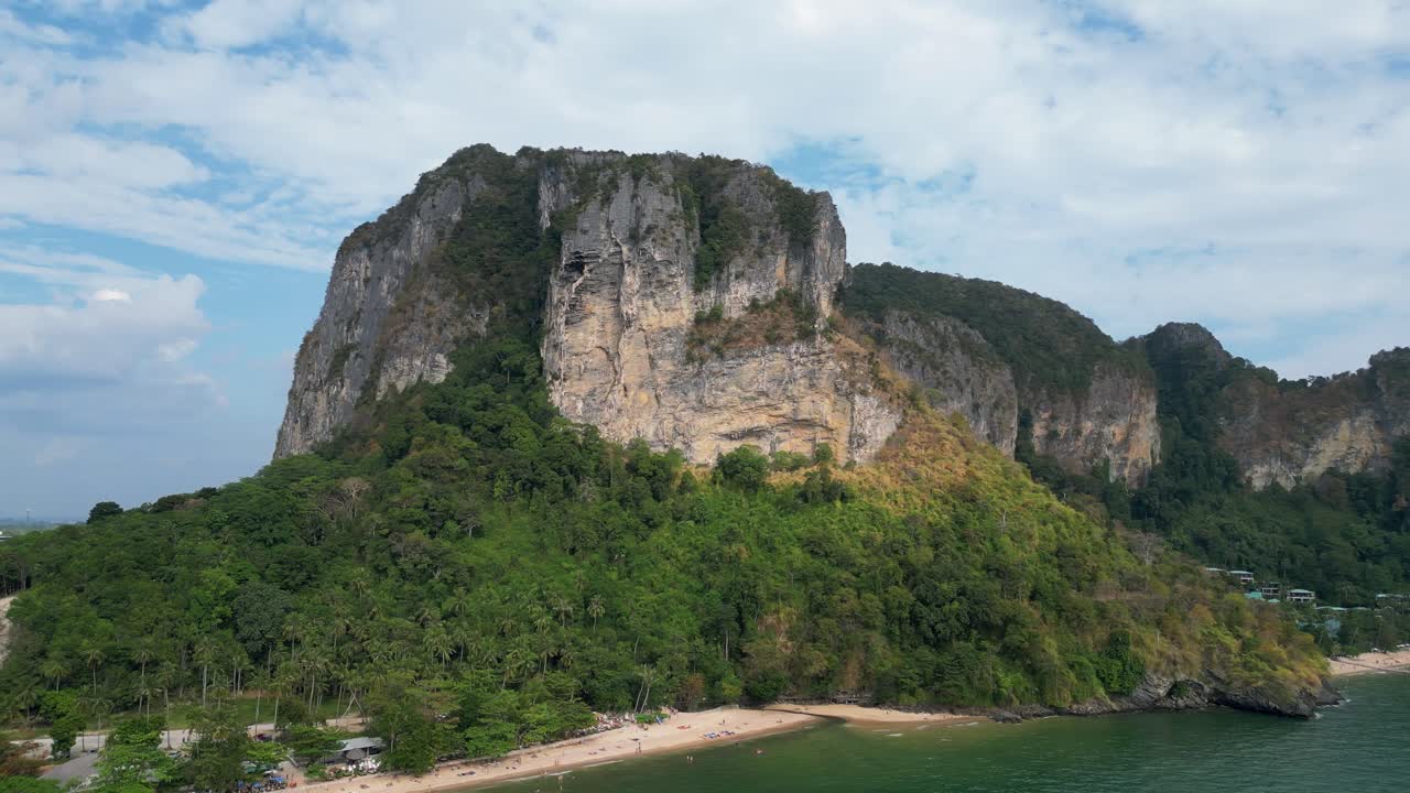 Ao Nang Beach with Limestone Cliff Aerial View