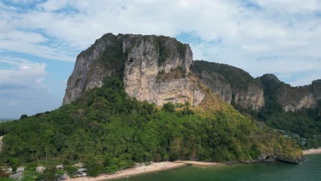 ao nang beach with limestone cliff aerial view