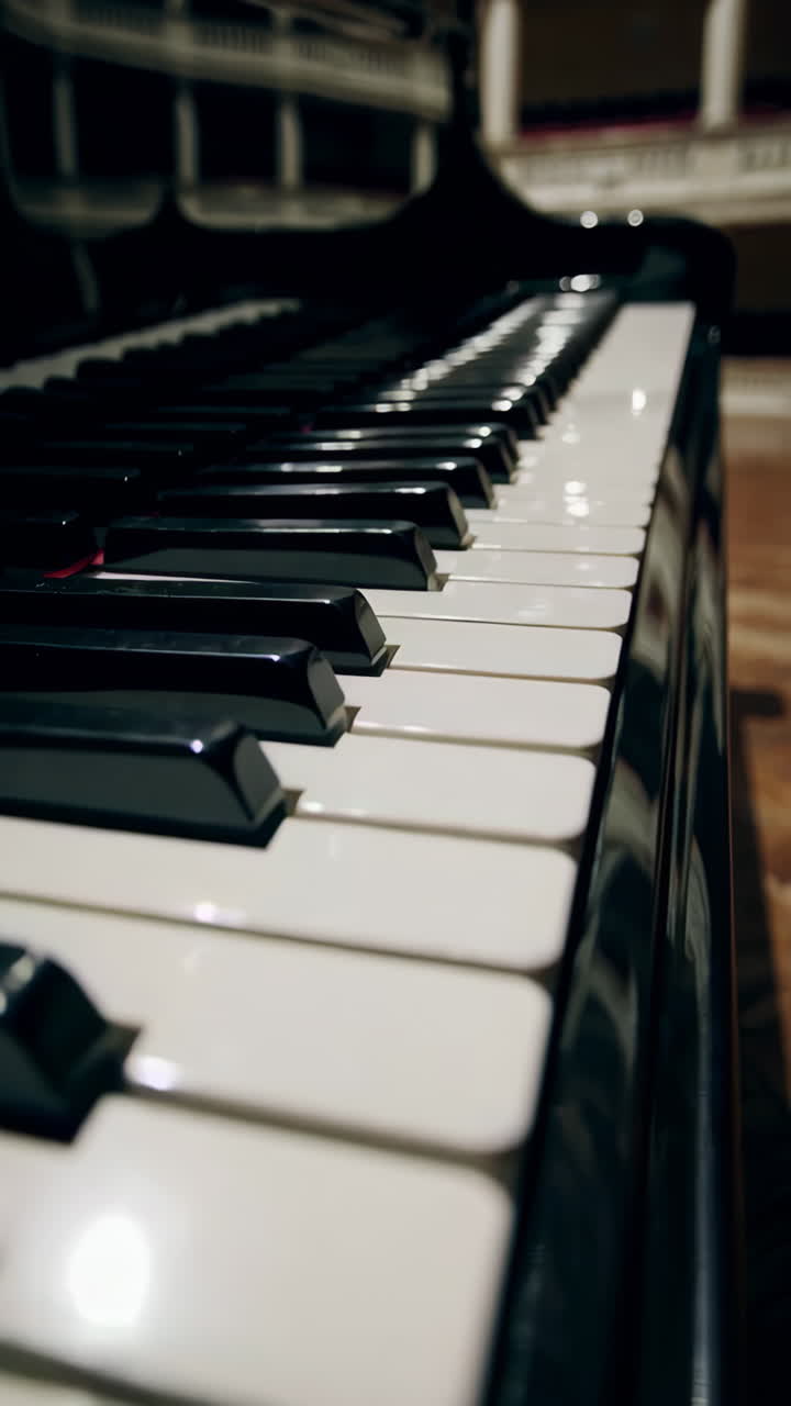 piano de cola en una sala de conciertos