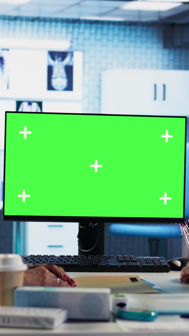 Doctor's Office Scene with Green Screen Monitor