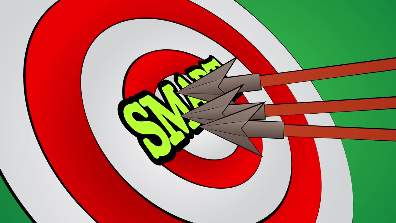 화살표는 똑똑한 텍스트로 황소의 눈을 습니다.