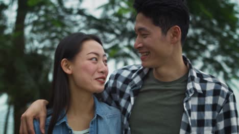 handheld view of vietnamese couple spending time together outdoors