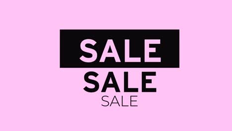 animation of sale text on pink background