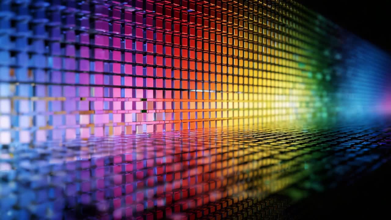 A Vibrant Array of Colorful Pixels Reflecting Light and Creating a Stunning Visual Effect in a Digital Environment, Showcasing the Beauty of Modern Graphic Design and Technology